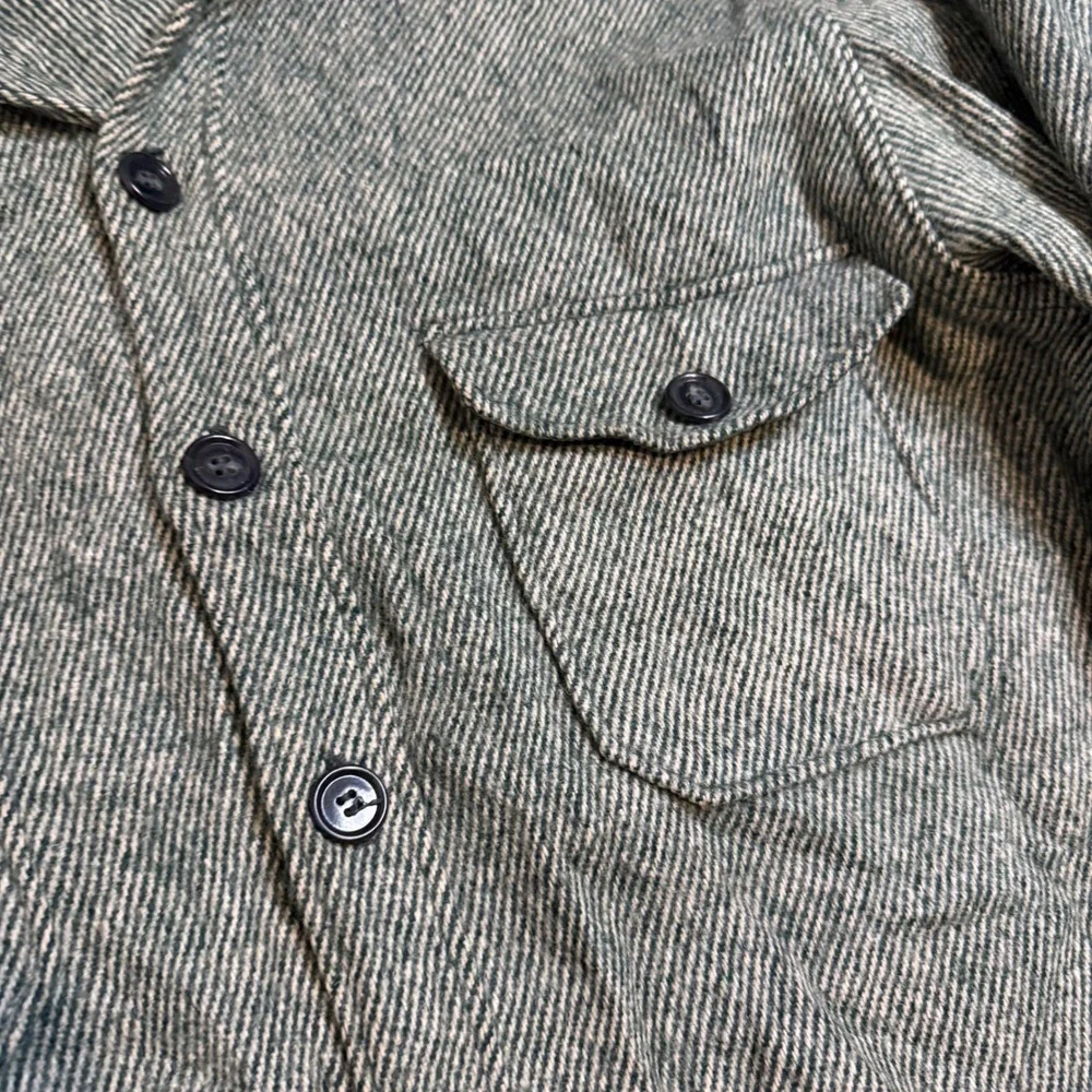 Vintage Woolrich Wool Herringbone Jacket XL Green Twill CPO Shacket Mens